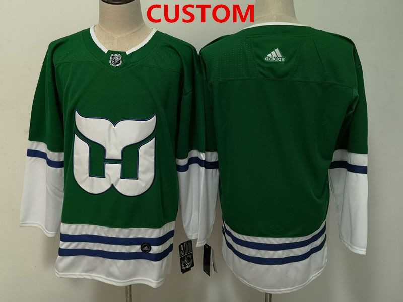 Mens Hartford Whalers Custom Green Adidas Jersey